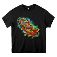 Black Mexico Map with Leopard and Sunflowers Heavy Core Tee - texasbilliewilder