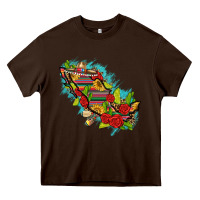 Chocolate Brown Mexico Map with Leopard and Sunflowers Heavy Core Tee - texasbilliewilder