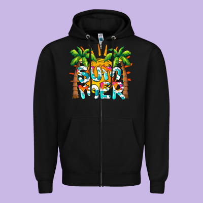 Summer Waves And Sun Zipper Hoodie Designed By Barkaloodesign