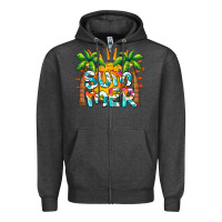 Charcoal Heather summer waves and sun Zipper Hoodie - BarkalooDesign