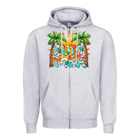 Heather Grey summer waves and sun Zipper Hoodie - BarkalooDesign