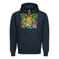 Navy summer waves and sun Zipper Hoodie - BarkalooDesign