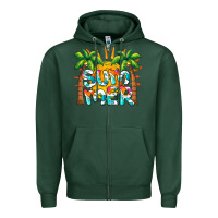 Sports Green summer waves and sun Zipper Hoodie - BarkalooDesign