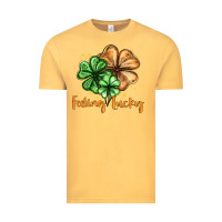 Vintage Mustard Feeling lucky with clover Vintage Tee - HowdyJamesFarm