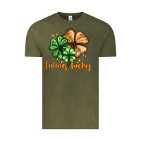 Vintage Olive Feeling lucky with clover Vintage Tee - HowdyJamesFarm