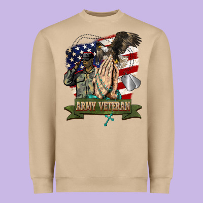 Army Veteran  Pray Heavyweight Sweatshirt Designed By Barkaloodesign