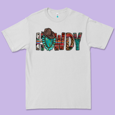 Western Howdy Gemstone Cowboy Hat Premium Tee Designed By Howdyjamesfarm