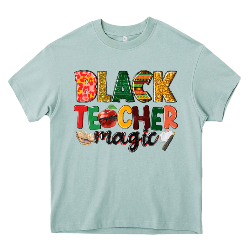 Black Teacher Magic Heavy Core Tee by NancyCooperArtShop | Teevron