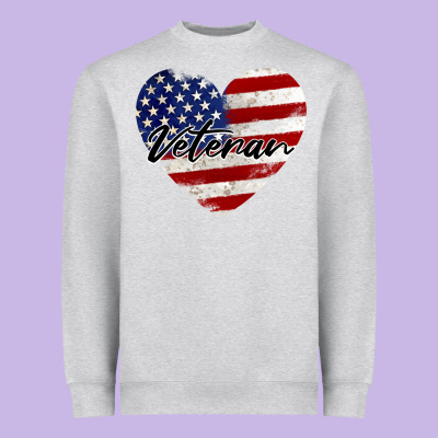 Veteran Heart American Flag Heavyweight Sweatshirt Designed By Barkaloodesign
