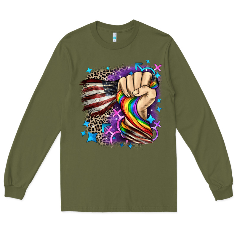 Lgbtq+ And American Flag Long Sleeve Tee by FaDigitalArtStudio | Teevron