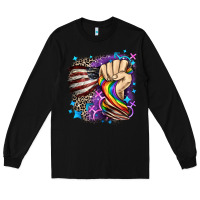 Black LGBTQ+ and American flag Long Sleeve Tee - FaDigitalArtStudio