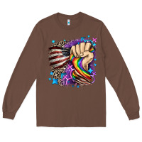 Chestnut LGBTQ+ and American flag Long Sleeve Tee - FaDigitalArtStudio