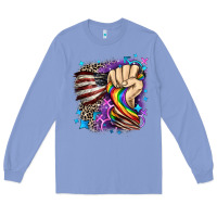 Colony Blue LGBTQ+ and American flag Long Sleeve Tee - FaDigitalArtStudio