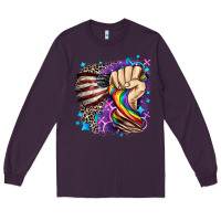 Plum LGBTQ+ and American flag Long Sleeve Tee - FaDigitalArtStudio