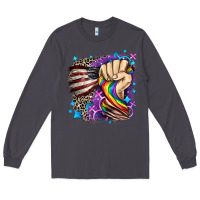 Smoke LGBTQ+ and American flag Long Sleeve Tee - FaDigitalArtStudio