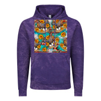 Cloud Purple chicken with eggs and sunflowers seamles pattern Vintage Hoodie - FaDigitalArtStudio
