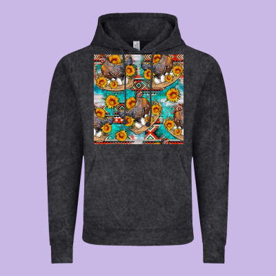 Chicken With Eggs And Sunflowers Seamles Pattern Vintage Hoodie Designed By Fadigitalartstudio