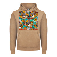 Vintage Coffee chicken with eggs and sunflowers seamles pattern Vintage Hoodie - FaDigitalArtStudio