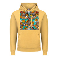 Vintage Mustard chicken with eggs and sunflowers seamles pattern Vintage Hoodie - FaDigitalArtStudio