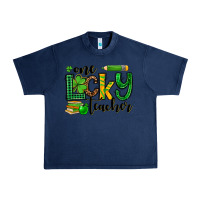Navy St. Patrick's One lucky Teacher Urban Heavy Tee - OliviaCreatesArt