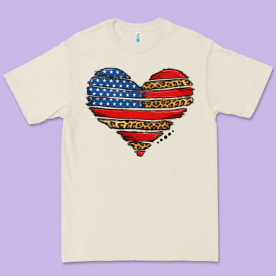 American Leopard Brushstroke Heart Premium Tee Designed By Jasminsmagicworld