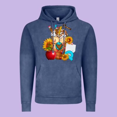 Teacher Cold Drink Frappe With Sunflowers Vintage Hoodie Designed By Fadigitalartstudio