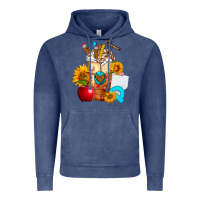 Vintage Denim teacher cold drink frappe with sunflowers Vintage Hoodie - FaDigitalArtStudio
