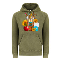 Vintage Olive teacher cold drink frappe with sunflowers Vintage Hoodie - FaDigitalArtStudio
