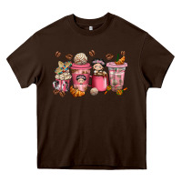 Chocolate Brown Cafecito y Chisme Coffee Cups Heavy Core Tee - texasbilliewilder