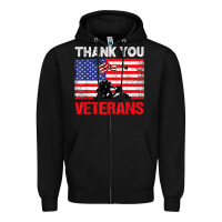 Black thank you veterans service patriot veteran day american flag t shirt Zipper Hoodie - maiPhamDesign