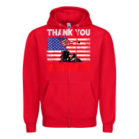 Red thank you veterans service patriot veteran day american flag t shirt Zipper Hoodie - maiPhamDesign