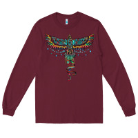 Burgundy aztec serape thunderbird Long Sleeve Tee - RanaPortraitStore