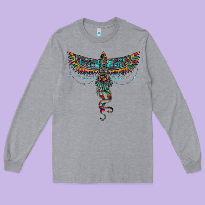 Aztec Serape Thunderbird Long Sleeve Tee Designed By Ranaportraitstore
