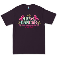 Plum Heal Cancer Luke 1:37 cross Cancer Awareness Premium Tee - HowdyJamesFarm