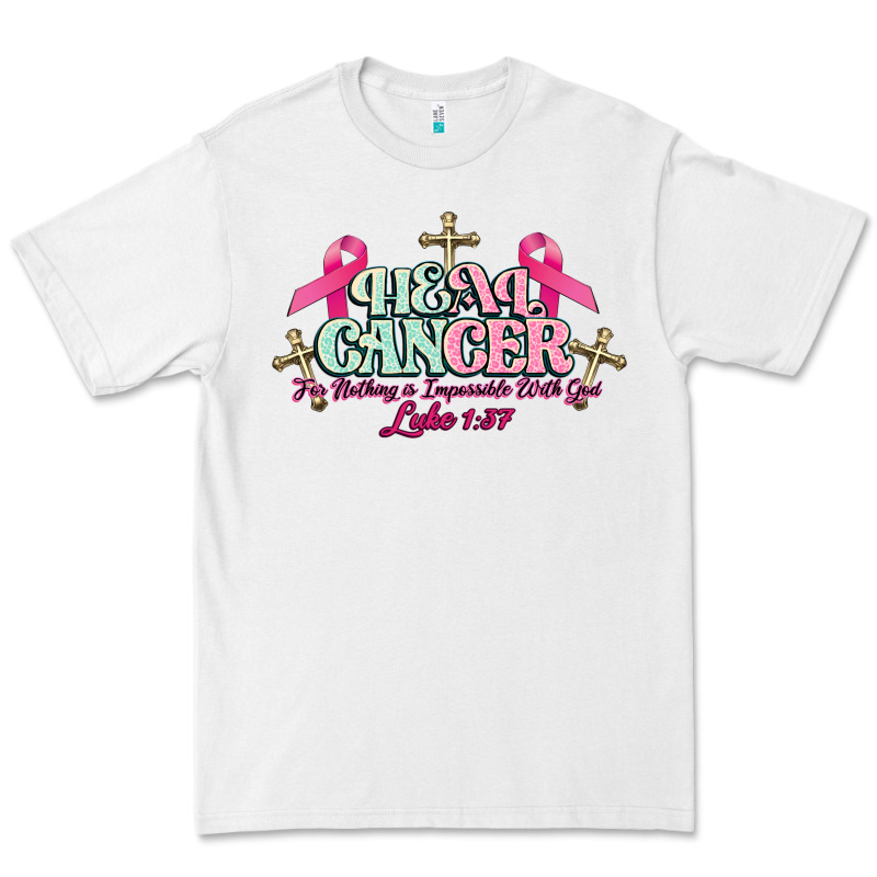 Heal Cancer Luke 1:37 Cross Cancer Awareness Premium Tee by HowdyJamesFarm | Teevron