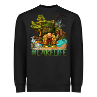 Black lake life gnome Heavyweight Sweatshirt - BarkalooDesign