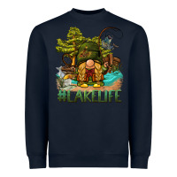 Navy lake life gnome Heavyweight Sweatshirt - BarkalooDesign