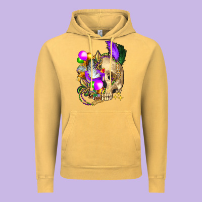 Mardi Gras Skull Vintage Hoodie Designed By Fadigitalartstudio