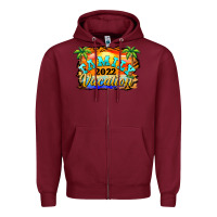 Burgundy family vacation 2022 Zipper Hoodie - BarkalooDesign