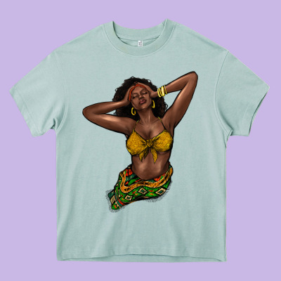 Black Woman Heavy Core Tee Designed By Nancycooperartshop