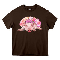 Chocolate Brown balerina baby pig with tutu Heavy Core Tee - RanaPortraitStore