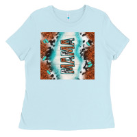 Baby Blue tooled leather and cowhide mama Ladies Tee - TumblerDesignByShophia