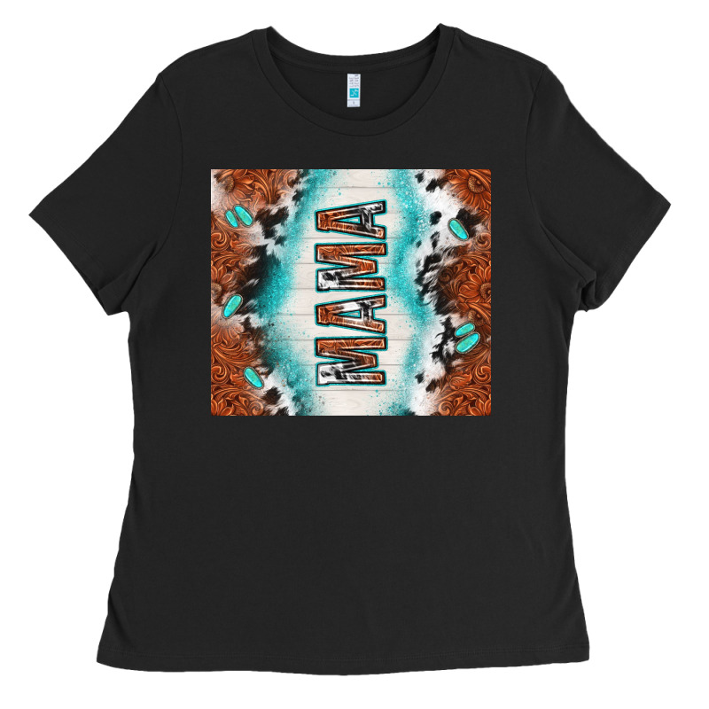 Tooled Leather And Cowhide Mama Ladies Tee by TumblerDesignByShophia | Teevron