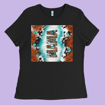 Tooled Leather And Cowhide Mama Ladies Tee Designed By Tumblerdesignbyshophia