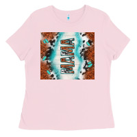 Bubblegum Pink tooled leather and cowhide mama Ladies Tee - TumblerDesignByShophia