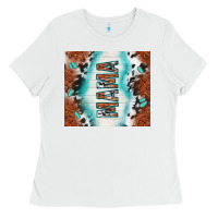 White tooled leather and cowhide mama Ladies Tee - TumblerDesignByShophia