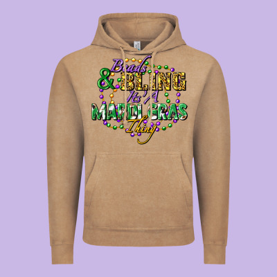 Beads And Bling It's' A Mardi Gras Thing Vintage Hoodie Designed By Fadigitalartstudio