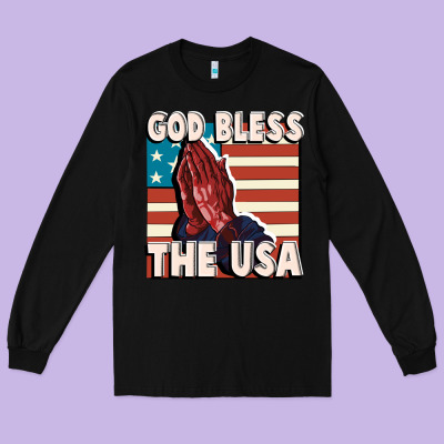 God Bless The Usa Long Sleeve Tee Designed By Fadigitalartstudio
