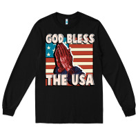 Black God Bless the USA Long Sleeve Tee - FaDigitalArtStudio