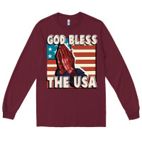 Burgundy God Bless the USA Long Sleeve Tee - FaDigitalArtStudio